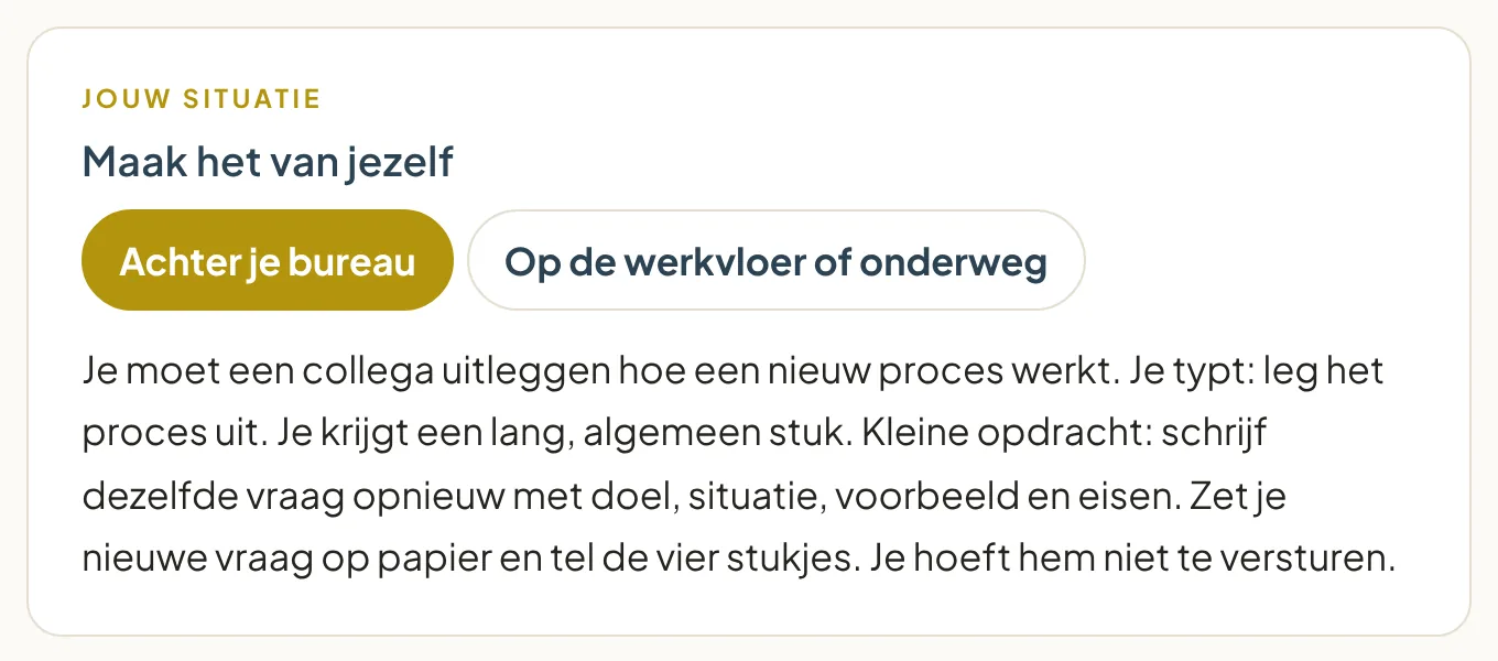 Scherm uit de training: Maak het van jezelf