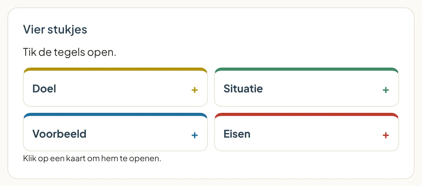 Scherm uit de training: Tik de tegels open